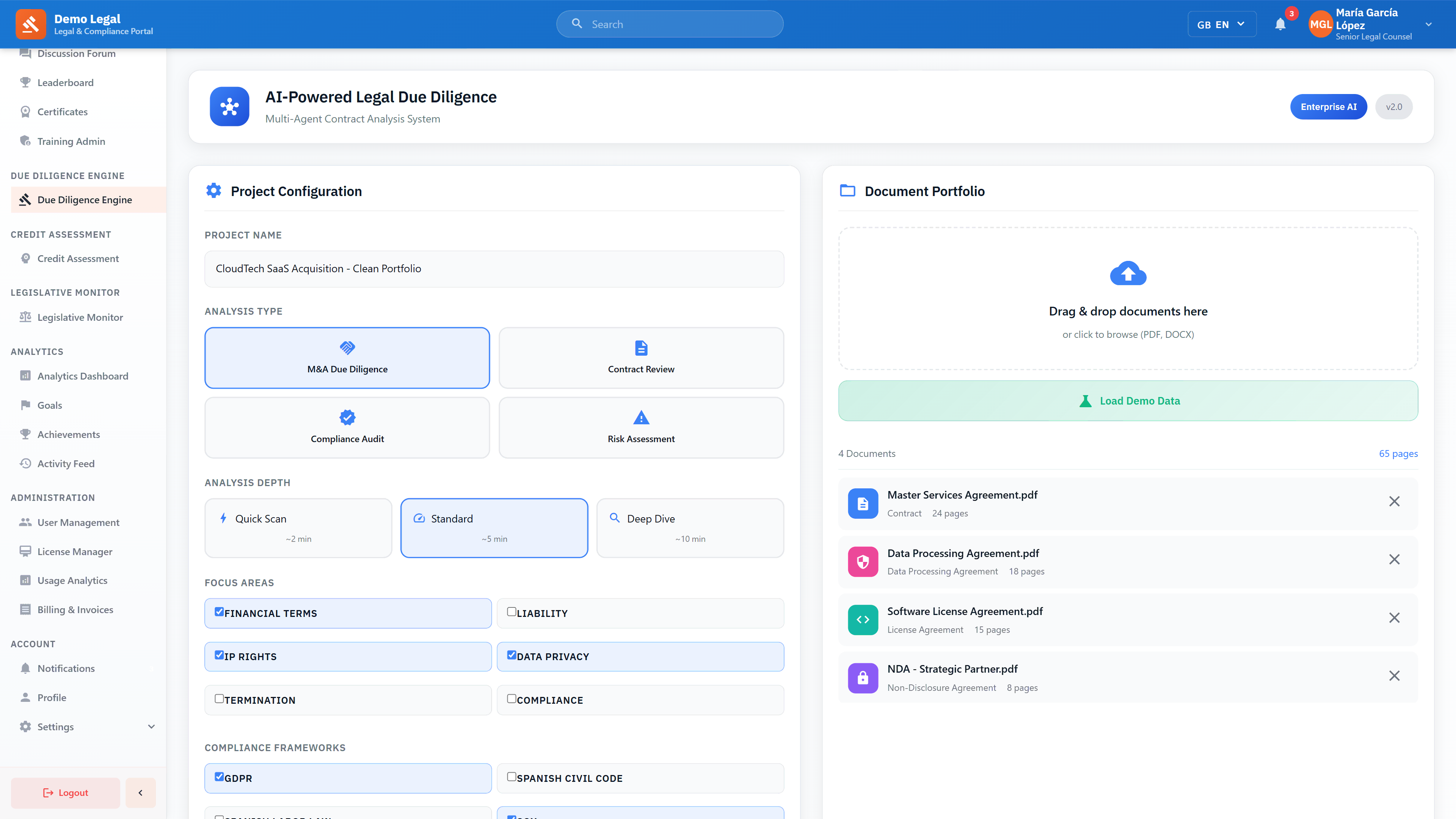 Project Configuration - Document upload and analysis settings